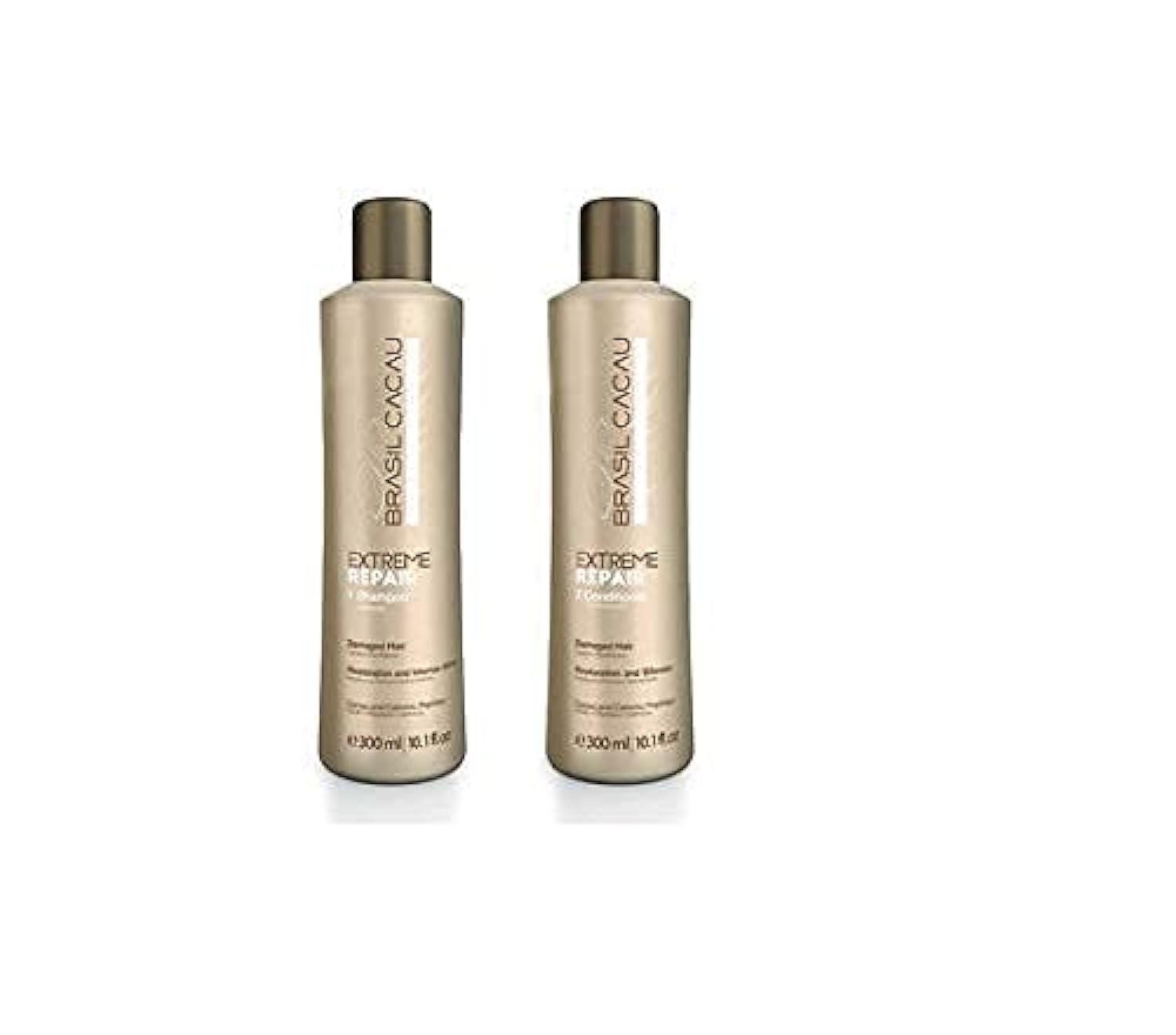 Cadiveu Brasil Cacau Extreme Repair Shampoo and Conditioner– Deep Moisturizing Shampoo for Damaged Hair – With Cocoa Butter & Cationic Peptides – Shine, Strength & Protection – 300ml