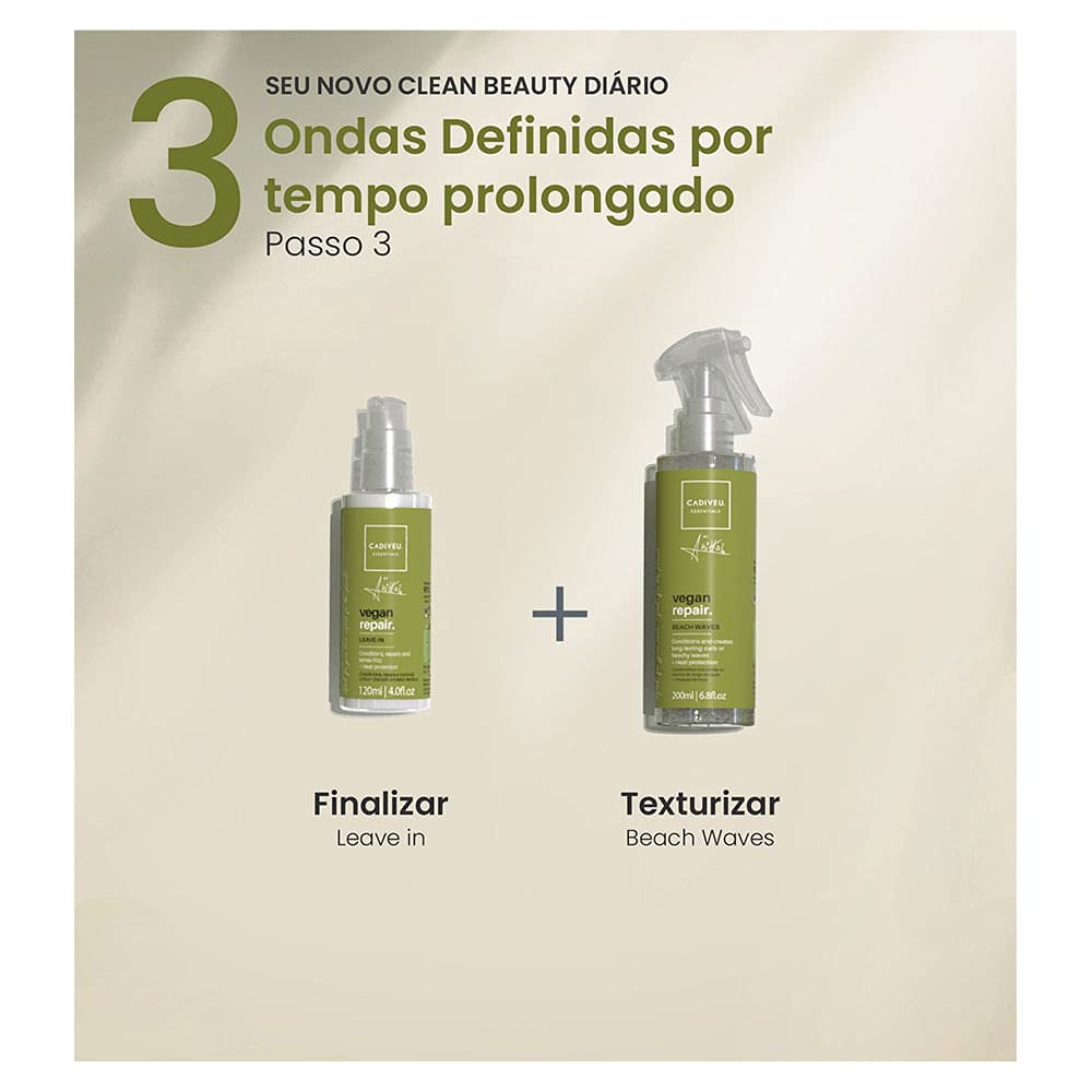 Cadiveu Essentials Vegan Repair by Anitta Shampoo And Conditioner Set (250ml Each).