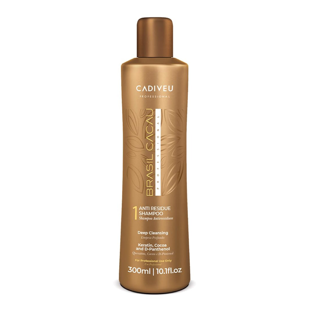 Brasil Cacau Anti Residue hair Shampoo with Keratin, cocoa and d-panthenol for deep cleaning, freezy, dull, dry and damaged hairs, restores shine, softness and rejuvinates the hair - 300ml