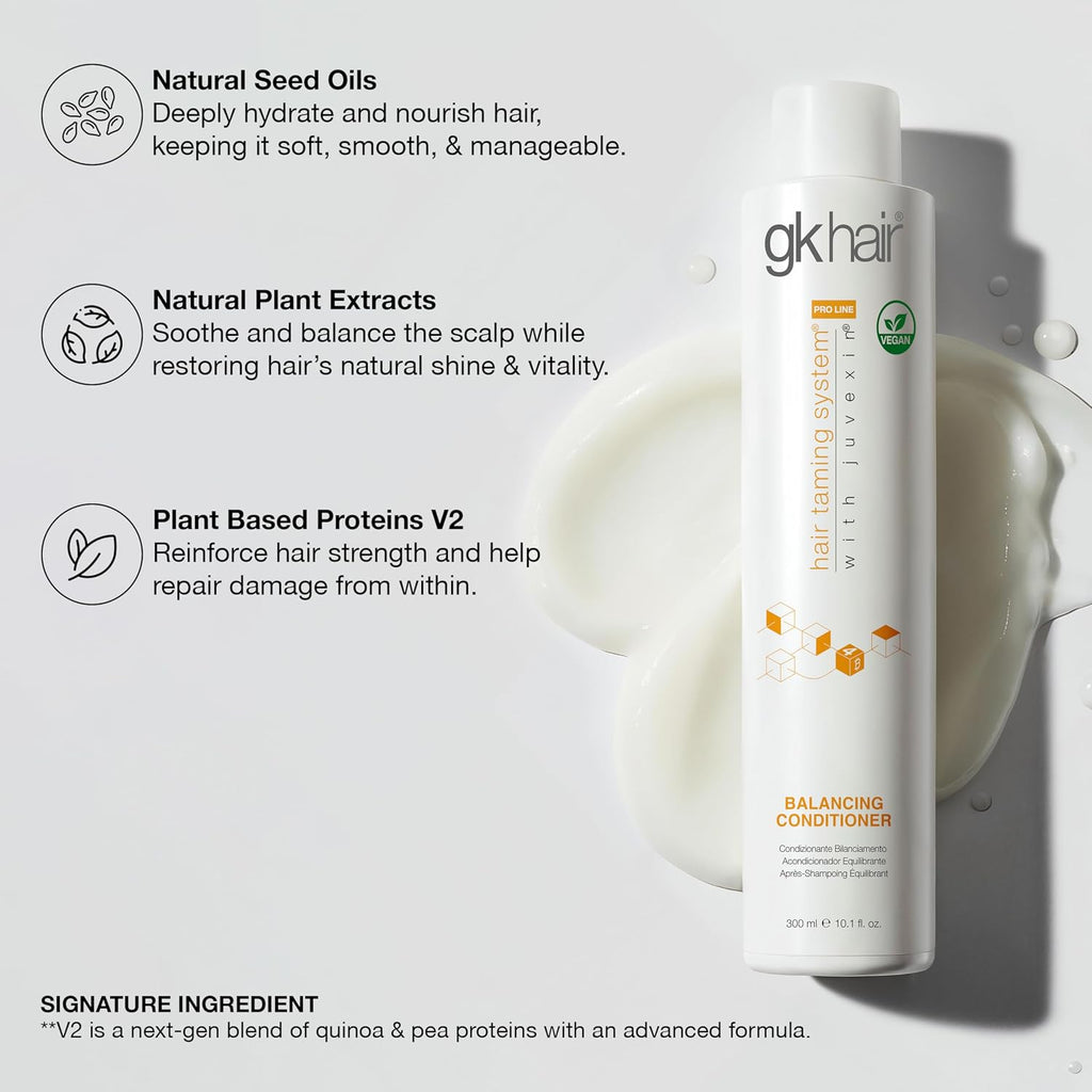 GK Hair Global Keratin Balancing Shampoo And Conditioner 300ml For Oily Hair For Women Hair Restores Scalp pH Level - Sulfate And Paraben Free
