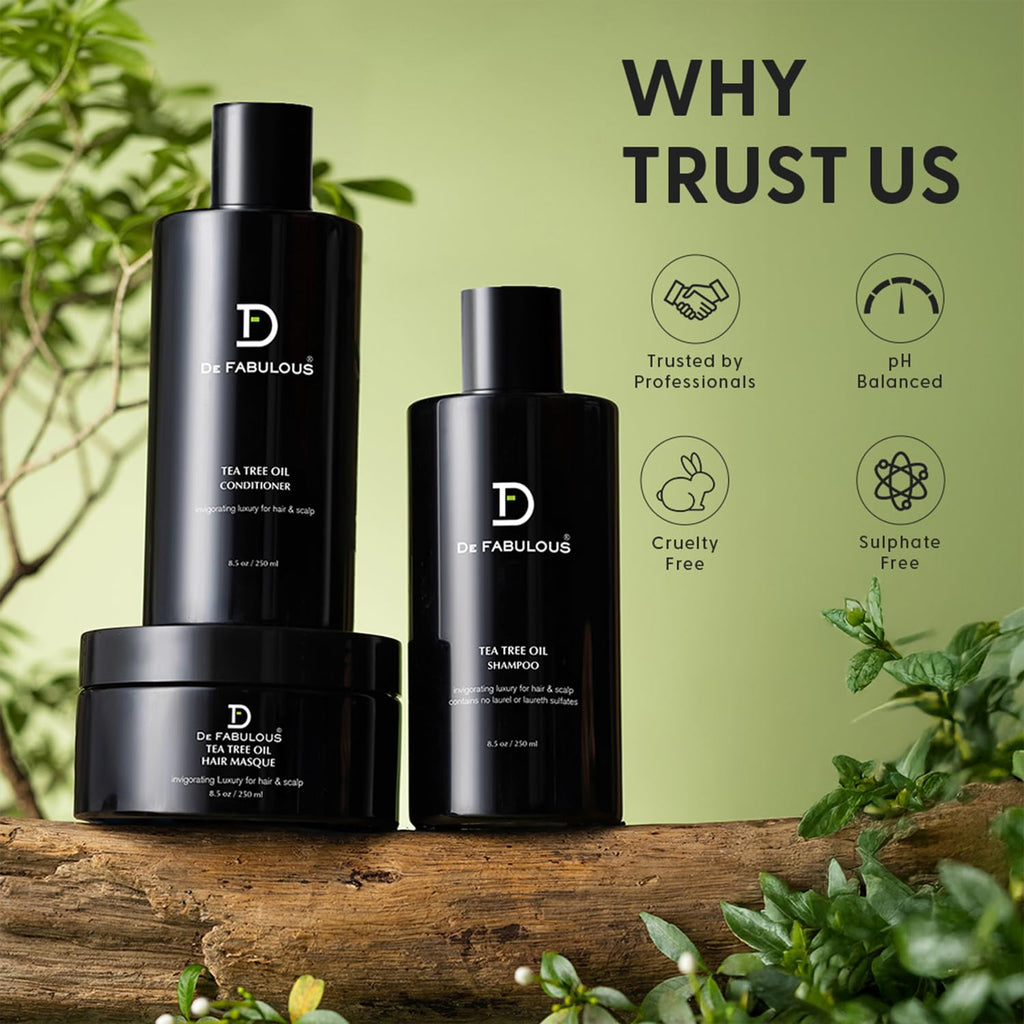 De Fabulous Tea Tree Oil Shampoo & Conditioner 250ml - Comb |All hair types | Scalp Health | Sulphate Free