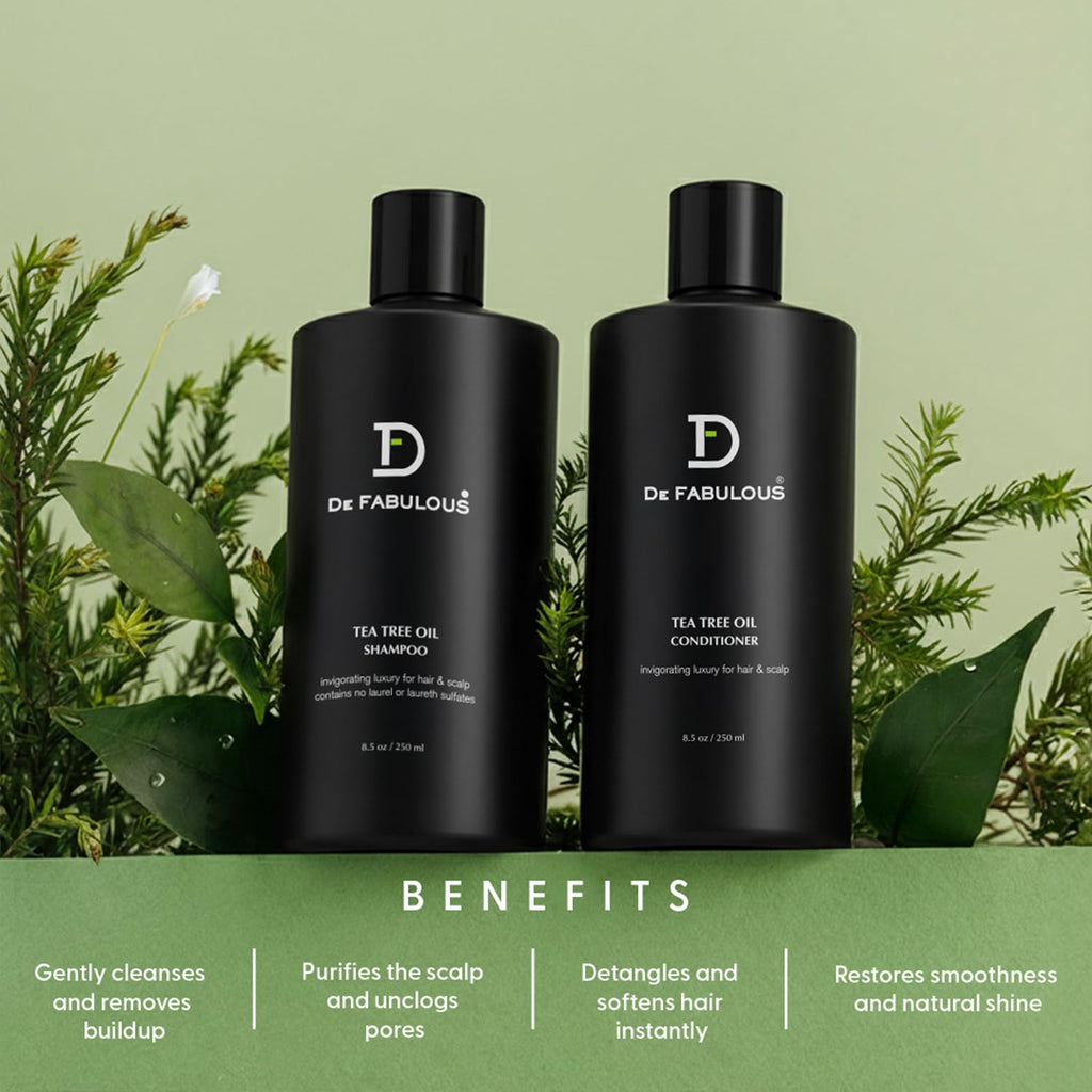 De Fabulous Tea Tree Oil Shampoo & Conditioner 250ml - Comb |All hair types | Scalp Health | Sulphate Free