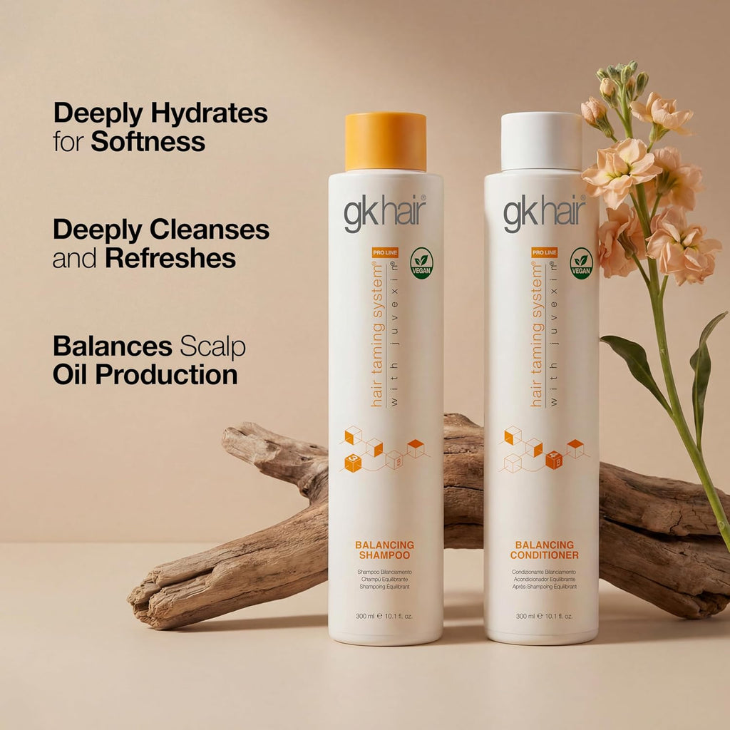 GK Hair Global Keratin Balancing Shampoo And Conditioner 300ml For Oily Hair For Women Hair Restores Scalp pH Level - Sulfate And Paraben Free