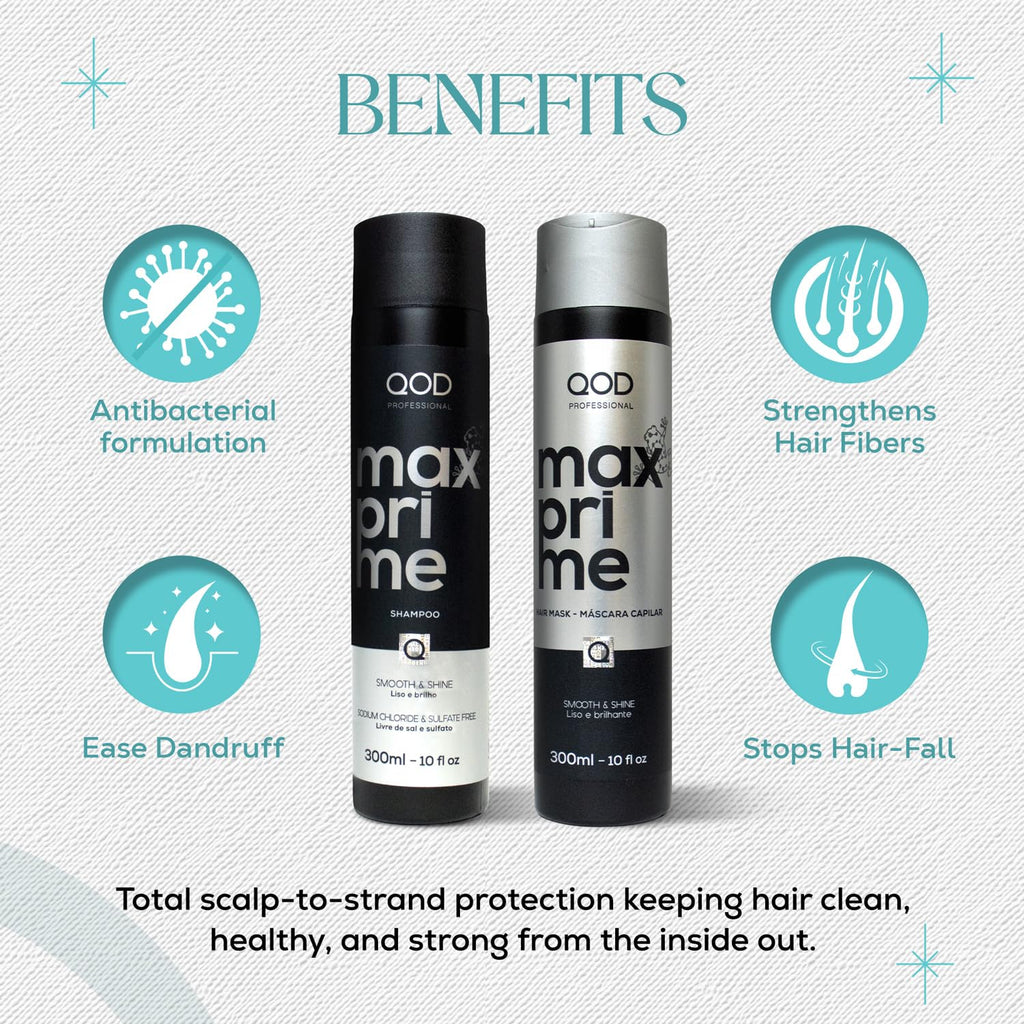 Qod Professional Max Prime After Treatment Shampoo & Hair Mask 300Ml | Sulphate Free | Sodium Chloride Free