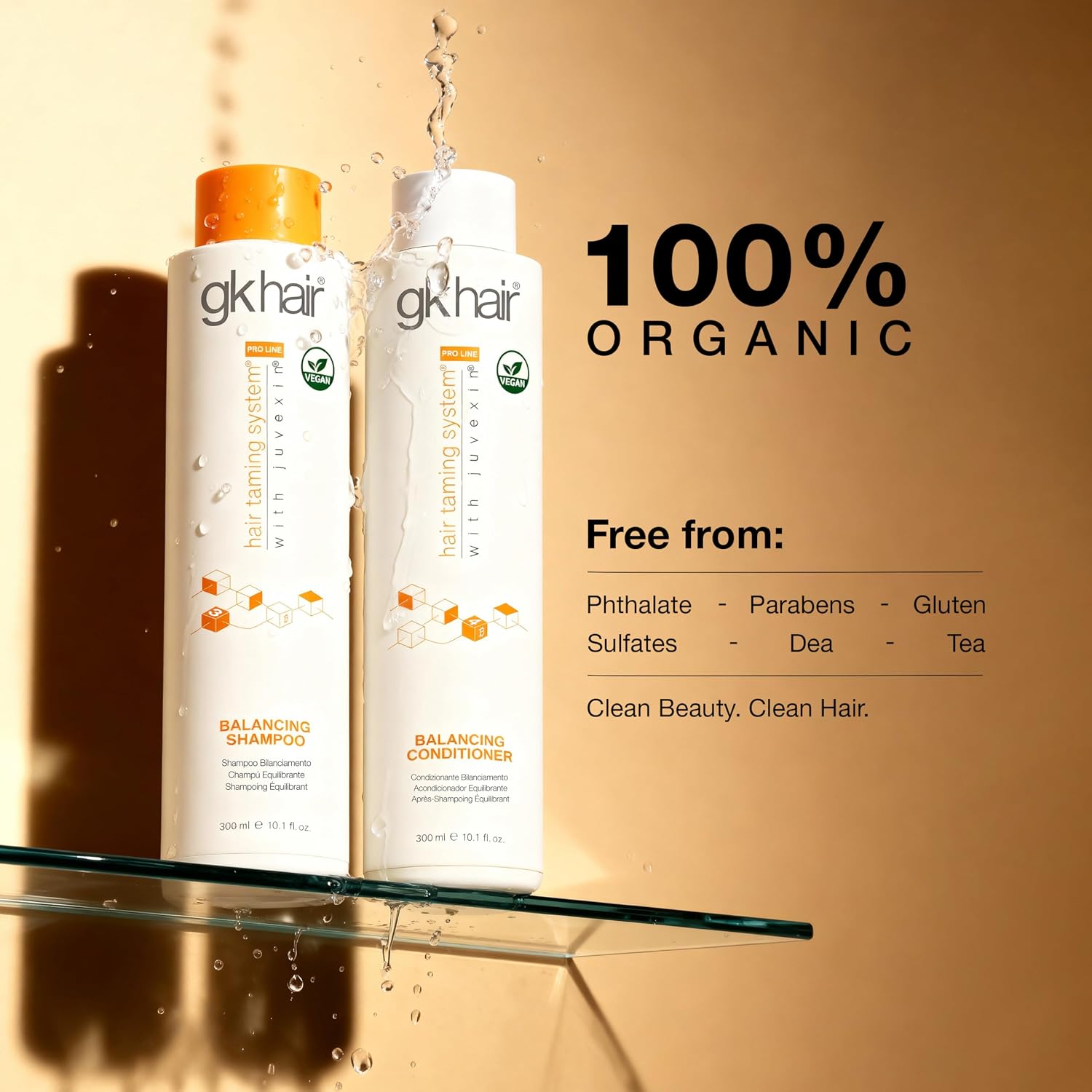 GK Hair Global Keratin Balancing Shampoo And Conditioner 300ml For Oily Hair For Women Hair Restores Scalp pH Level - Sulfate And Paraben Free