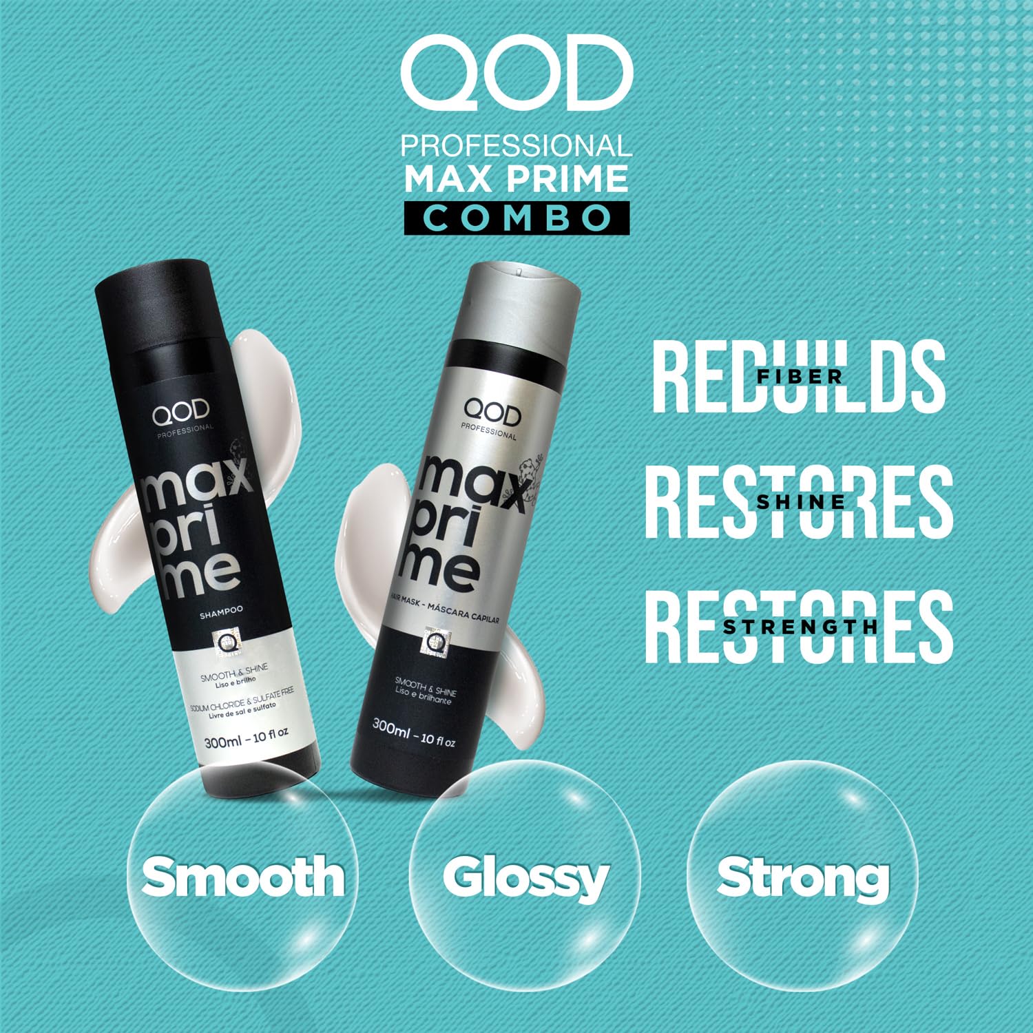 Qod Professional Max Prime After Treatment Shampoo & Hair Mask 300Ml | Sulphate Free | Sodium Chloride Free