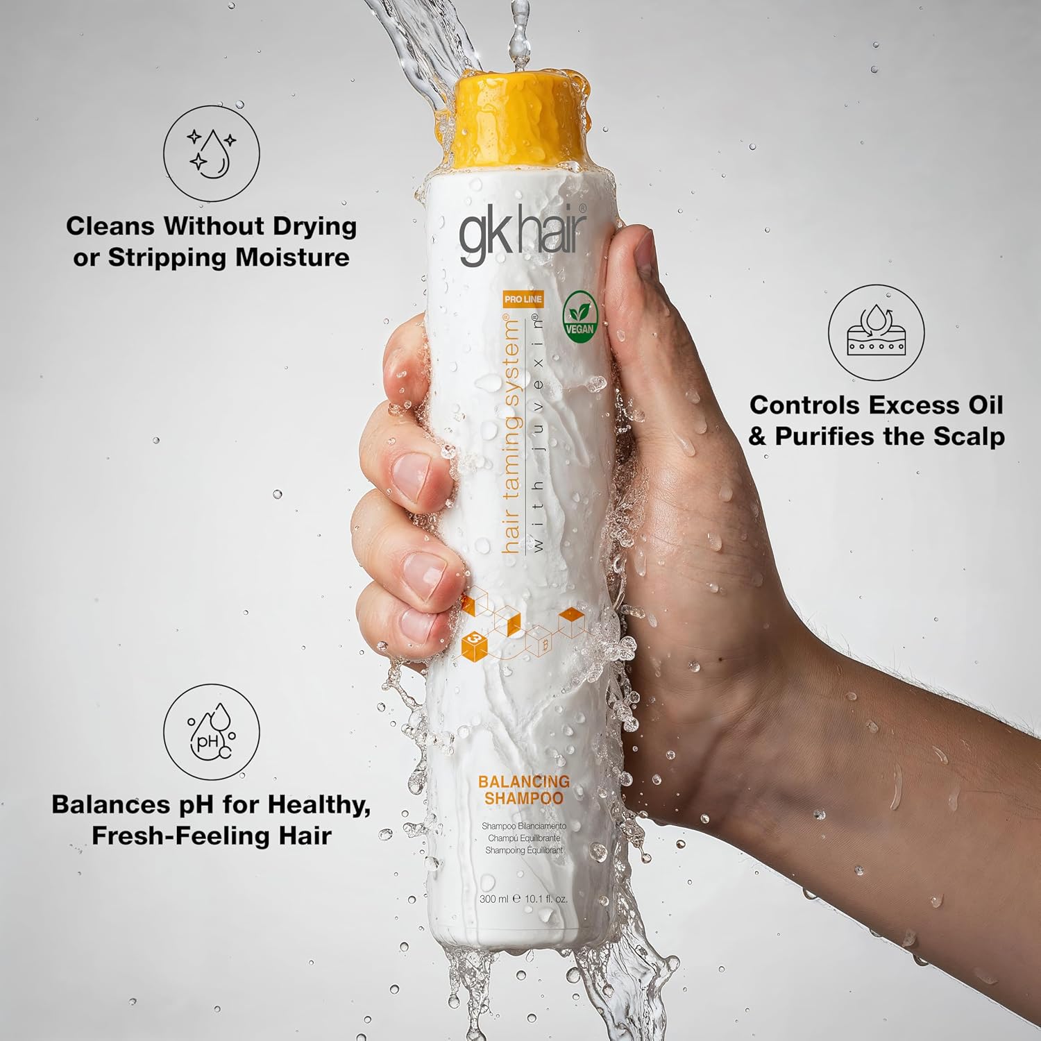 GK Hair Global Keratin Balancing Shampoo And Conditioner 300ml For Oily Hair For Women Hair Restores Scalp pH Level - Sulfate And Paraben Free