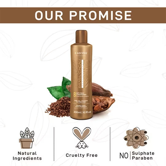 CADIVEU Brasil Cacau Coconut Anti Frizz Conditioner 300Ml|For All Hair Types (1 Count)